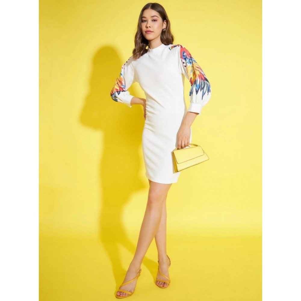 generic women's polyester lycra printed long sleeve dress (multicolor) generic women's polyester lycra printed long sleeve dress (multicolor)