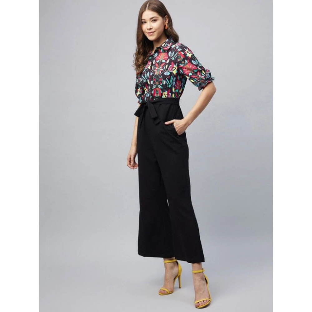 generic women's polyester floral short sleeve jumpsuit (multicolor) generic women's polyester floral short sleeve jumpsuit (multicolor)