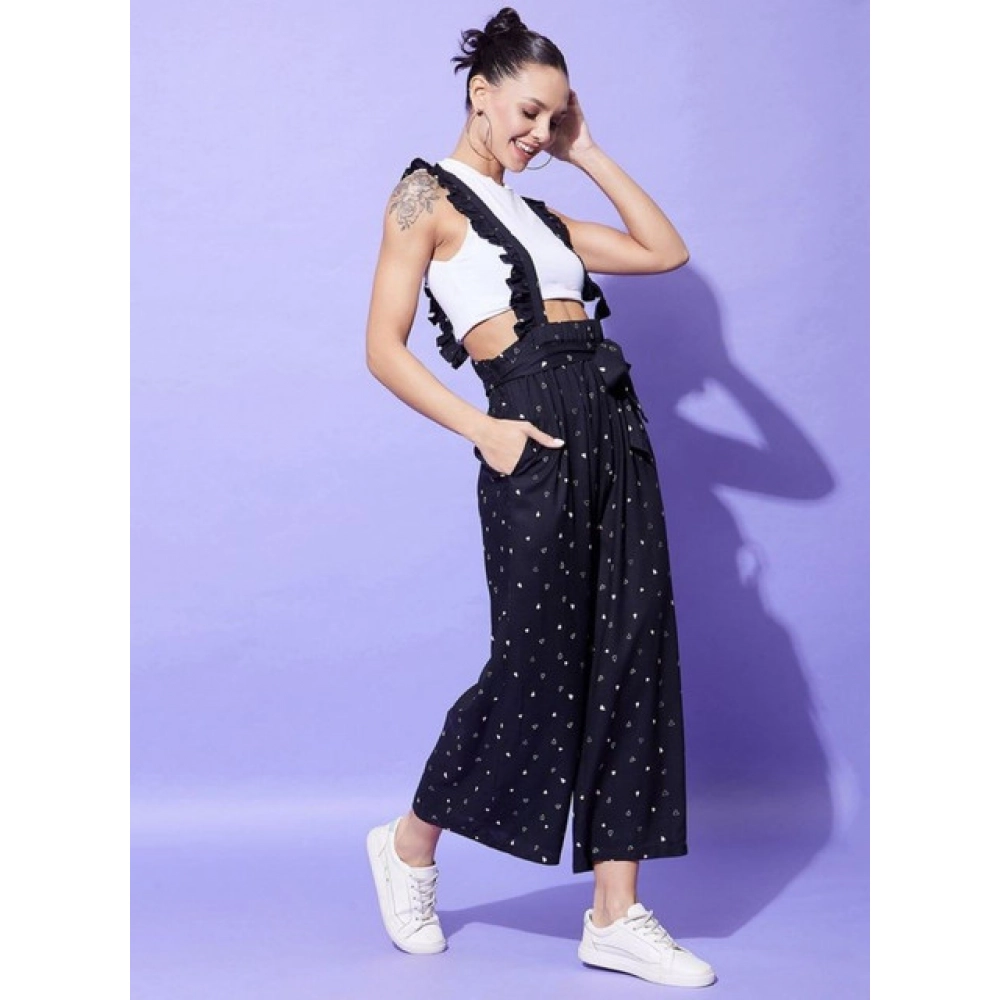generic women's rayon pinafore shoulder straps jumpsuit (black) generic women's rayon pinafore shoulder straps jumpsuit (black)