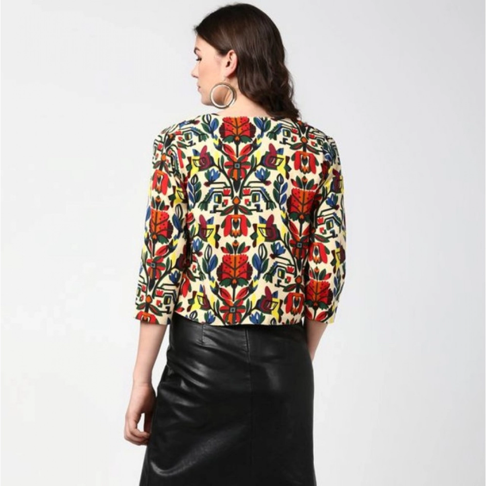 generic women's polyester floral 3 4th sleeves shrug (multicolor) generic women's polyester floral 3 4th sleeves shrug (multicolor)