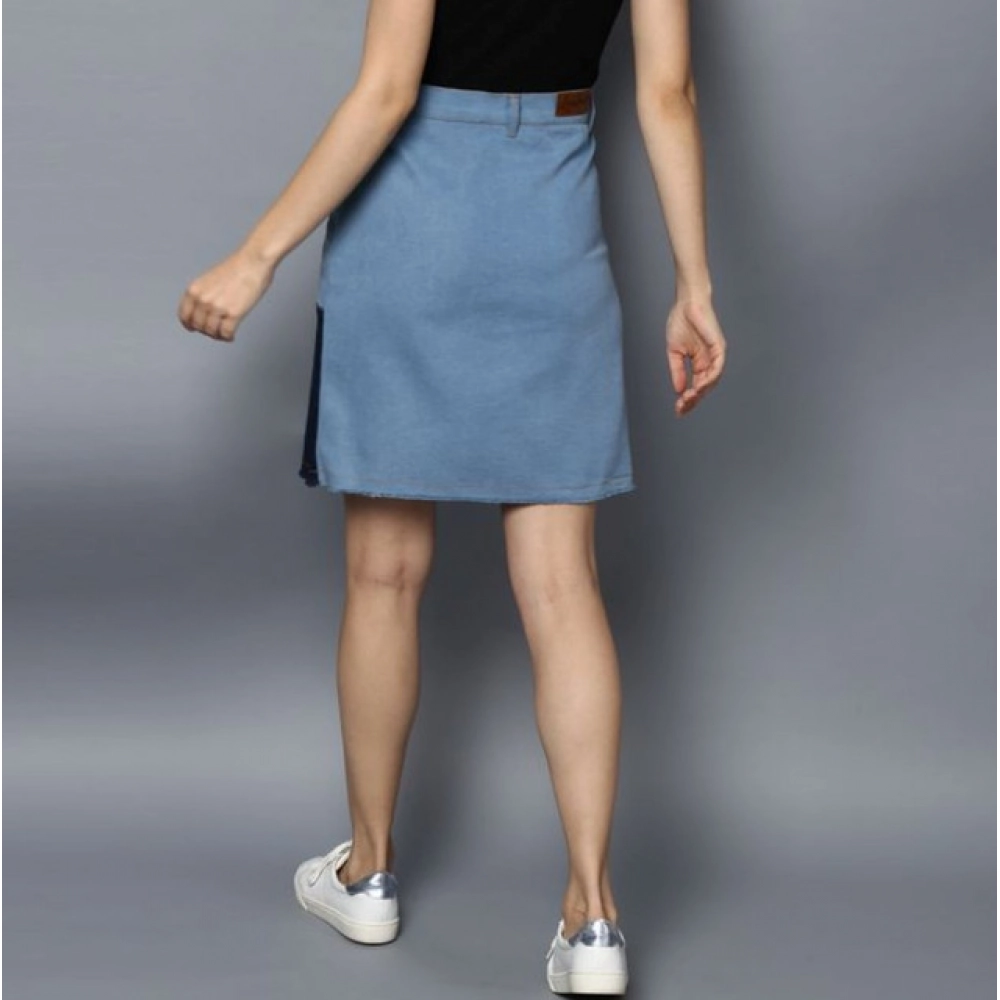 generic women's denim brick style buttoned skirt (blue) generic women's denim brick style buttoned skirt (blue)