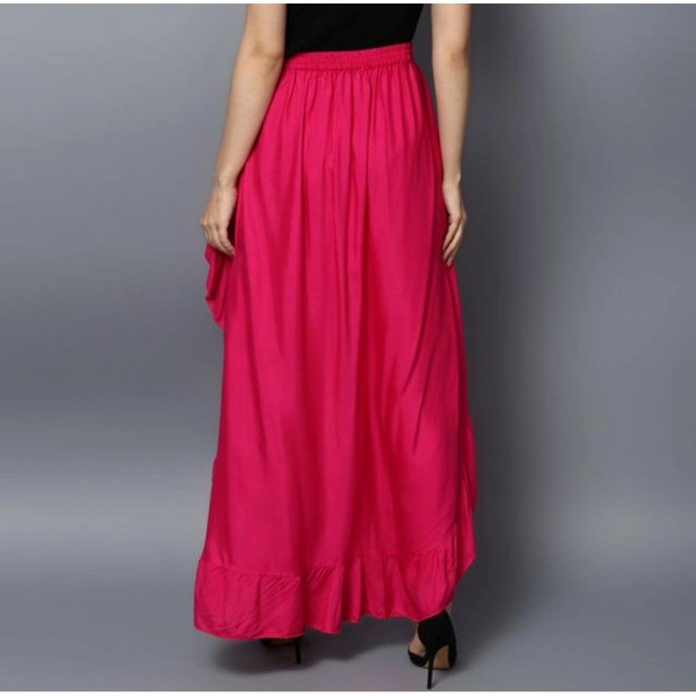 generic women's rayon ruffled elasticated skirt (pink) generic women's rayon ruffled elasticated skirt (pink)
