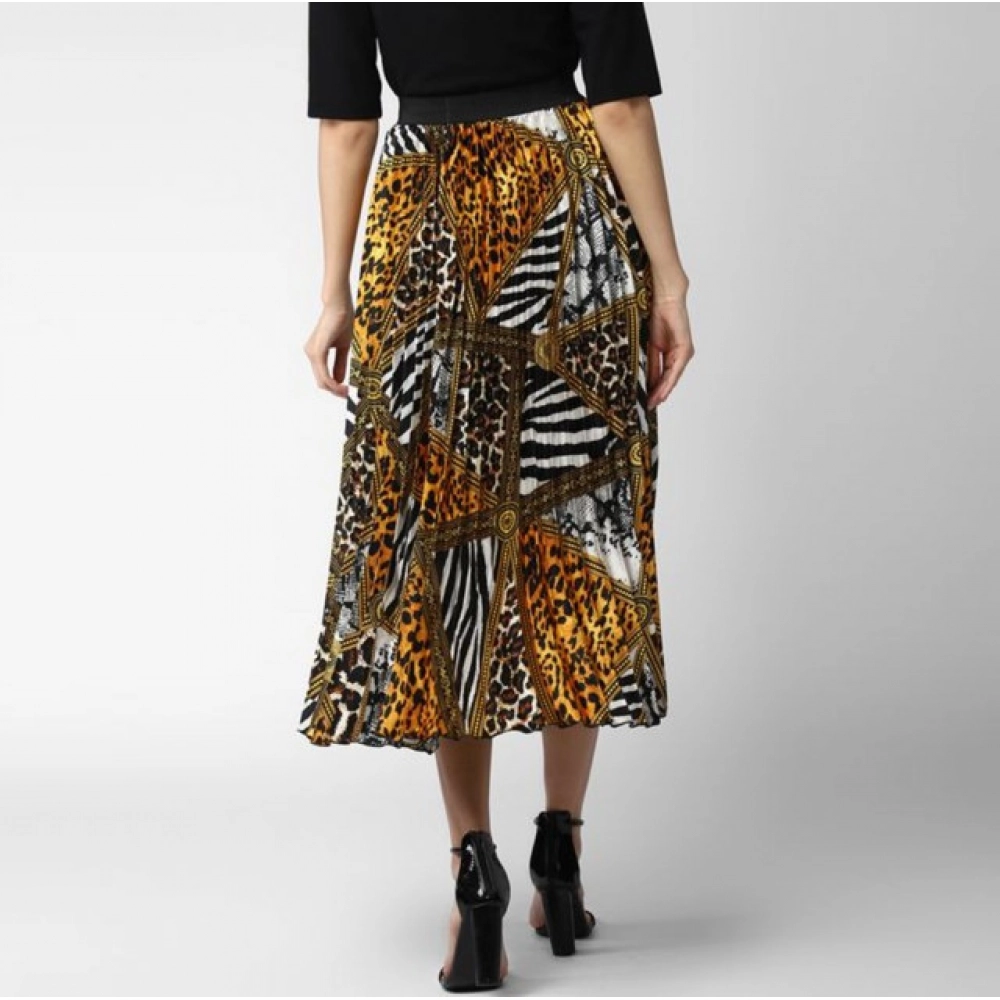 generic women's satin pleated elasticated skirt (multicolor) generic women's satin pleated elasticated skirt (multicolor)