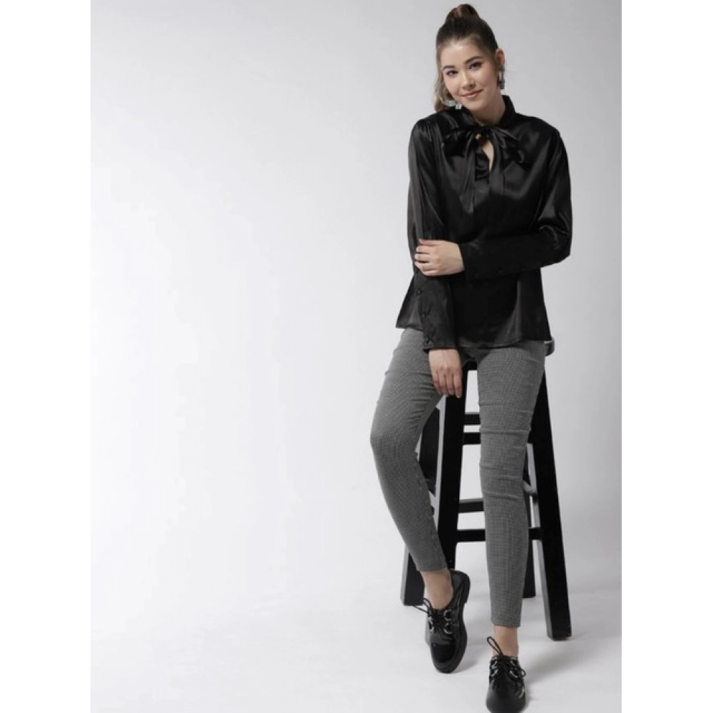 generic women's polyester solid long sleeves top (black) generic women's polyester solid long sleeves top (black)