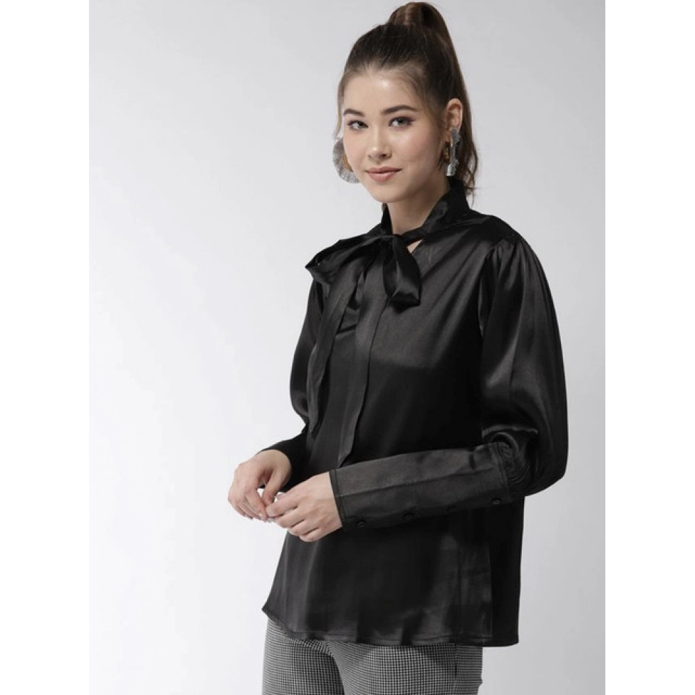 generic women's polyester solid long sleeves top (black) generic women's polyester solid long sleeves top (black)
