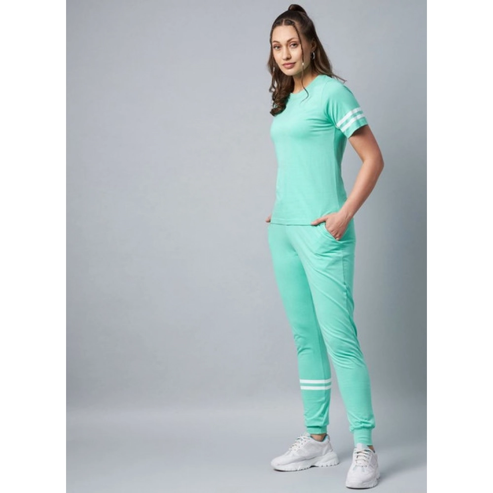 generic women's cotton striped short sleeve tracksuit (green) generic women's cotton striped short sleeve tracksuit (green)