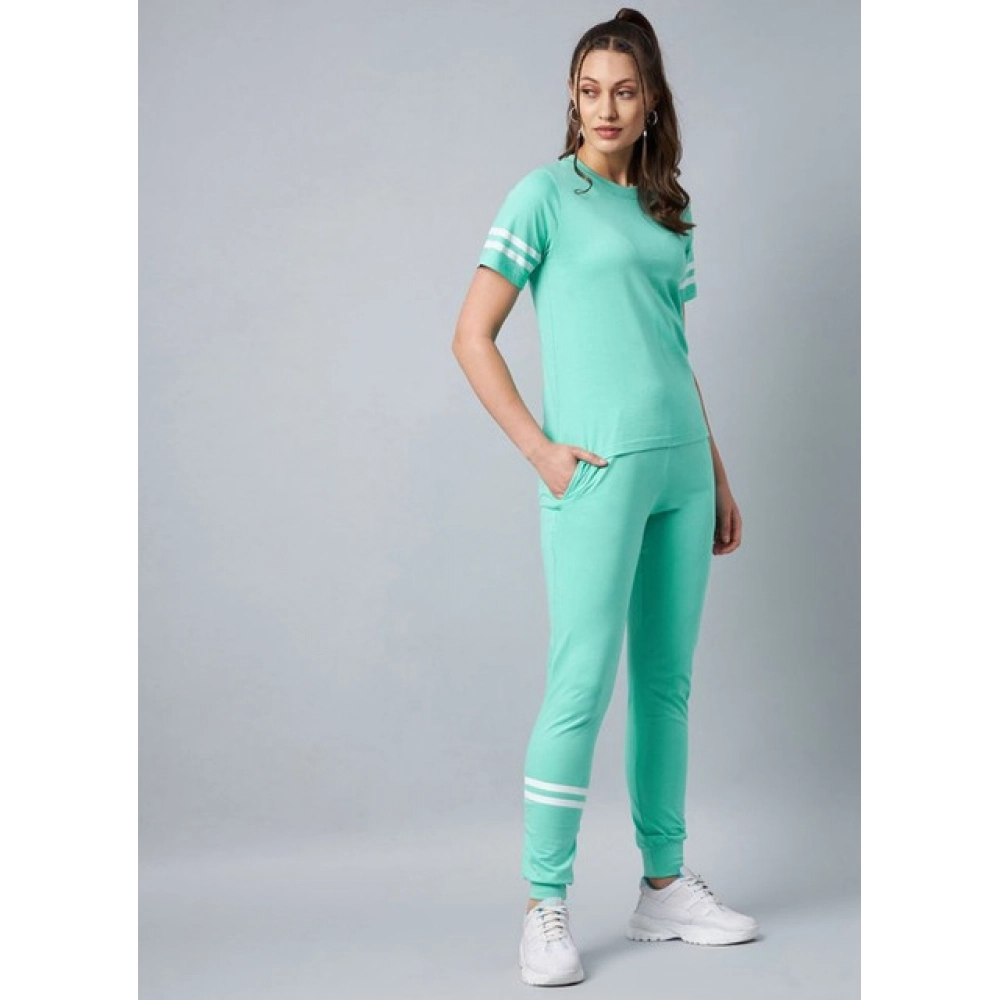 generic women's cotton striped short sleeve tracksuit (green) generic women's cotton striped short sleeve tracksuit (green)