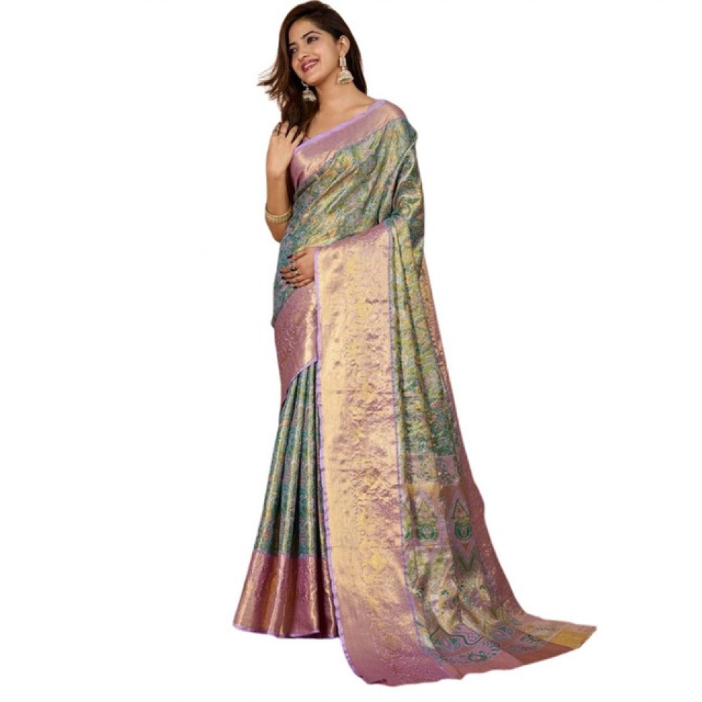 generic women's jacquard saree with unstitched blouse 5.5mtr (multicolor) generic women's jacquard saree with unstitched blouse 5.5mtr (multicolor)
