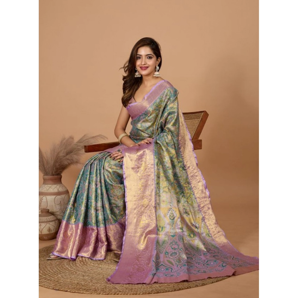 generic women's jacquard saree with unstitched blouse 5.5mtr (multicolor) generic women's jacquard saree with unstitched blouse 5.5mtr (multicolor)