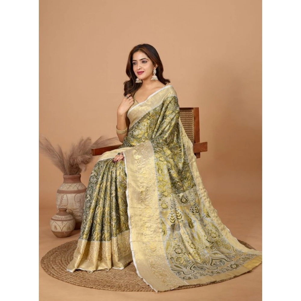 generic women's jacquard saree with unstitched blouse 5.5mtr (olive) generic women's jacquard saree with unstitched blouse 5.5mtr (olive)