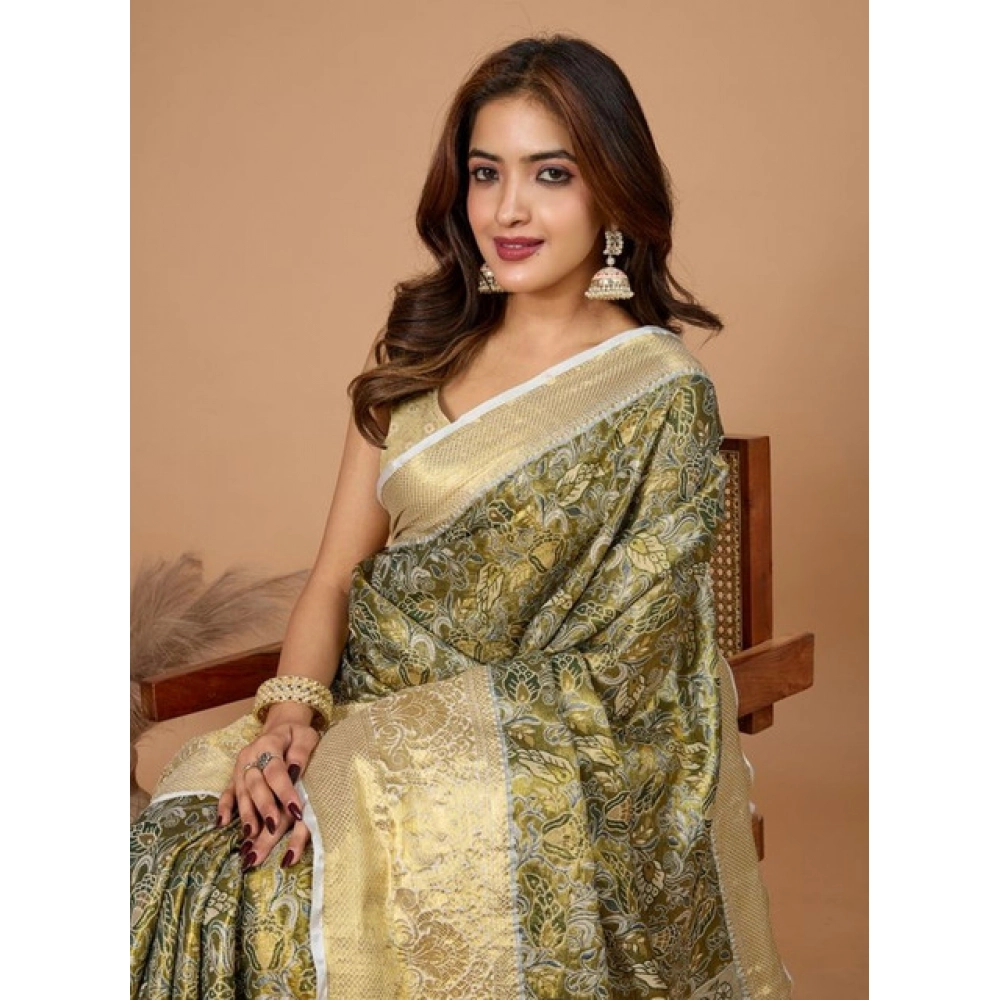 generic women's jacquard saree with unstitched blouse 5.5mtr (olive) generic women's jacquard saree with unstitched blouse 5.5mtr (olive)