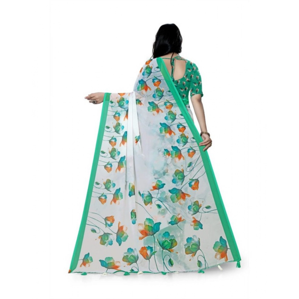 generic women's georgette floral printed saree with unstitched blouse 5.5mtr (green) generic women's georgette floral printed saree with unstitched blouse 5.5mtr (green)