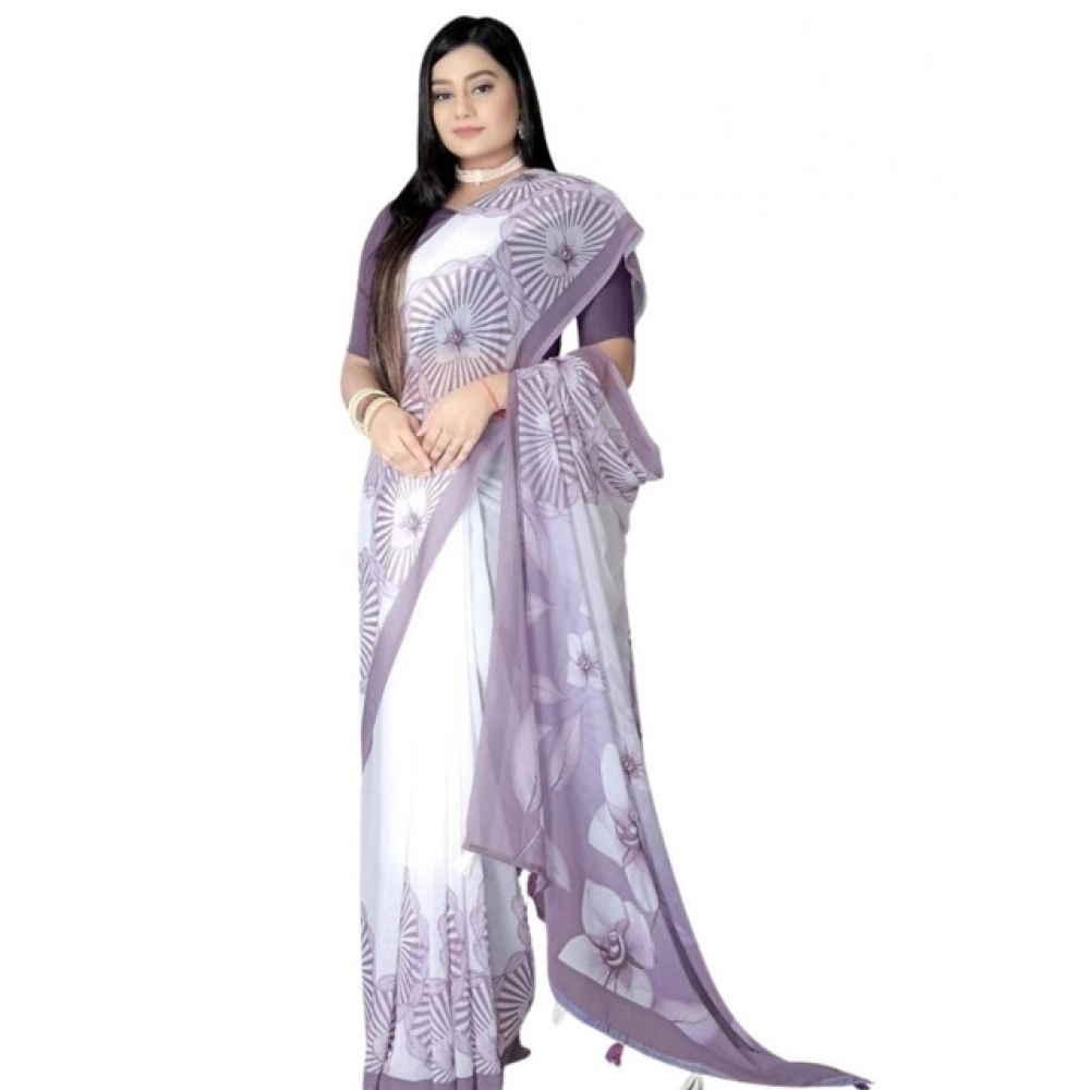 generic women's georgette floral printed saree with unstitched blouse 5.5mtr (lavender) generic women's georgette floral printed saree with unstitched blouse 5.5mtr (lavender)