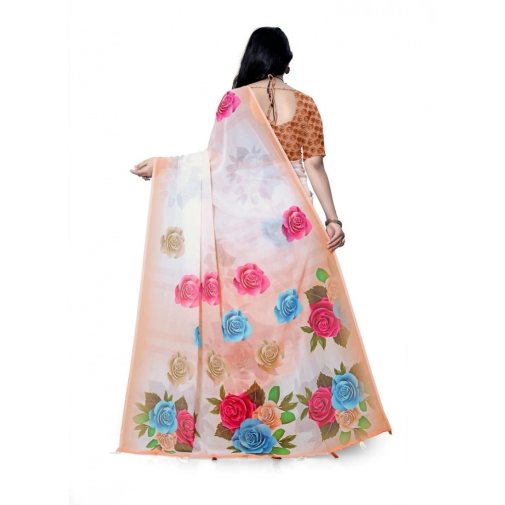 generic women's georgette floral printed saree with unstitched blouse 5.5mtr (orange) generic women's georgette floral printed saree with unstitched blouse 5.5mtr (orange)