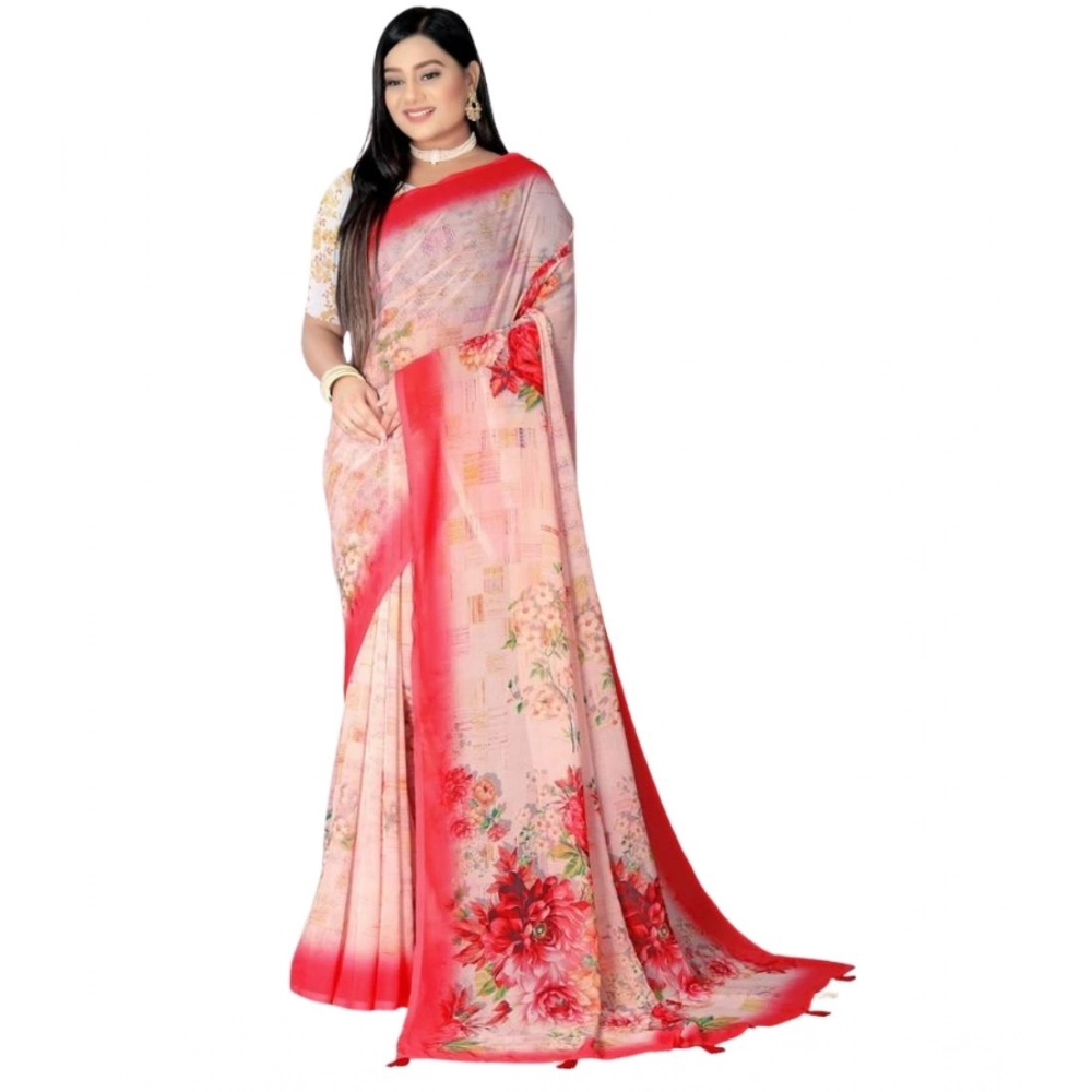 generic women's georgette floral printed saree with unstitched blouse 5.5mtr (red) generic women's georgette floral printed saree with unstitched blouse 5.5mtr (red)