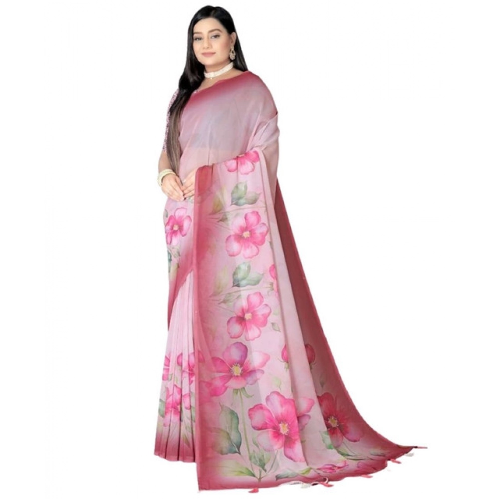 generic women's georgette floral printed saree with unstitched blouse 5.5mtr (rose pink) generic women's georgette floral printed saree with unstitched blouse 5.5mtr (rose pink)