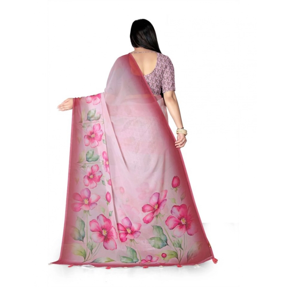 generic women's georgette floral printed saree with unstitched blouse 5.5mtr (rose pink) generic women's georgette floral printed saree with unstitched blouse 5.5mtr (rose pink)
