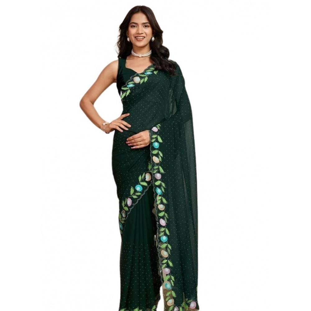 generic women's georgette printed saree with unstitched blouse 5.5mtr (green) generic women's georgette printed saree with unstitched blouse 5.5mtr (green)