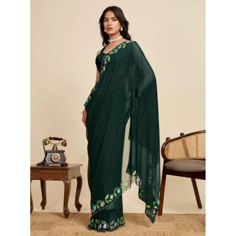 generic women's georgette printed saree with unstitched blouse 5.5mtr (green) generic women's georgette printed saree with unstitched blouse 5.5mtr (green)
