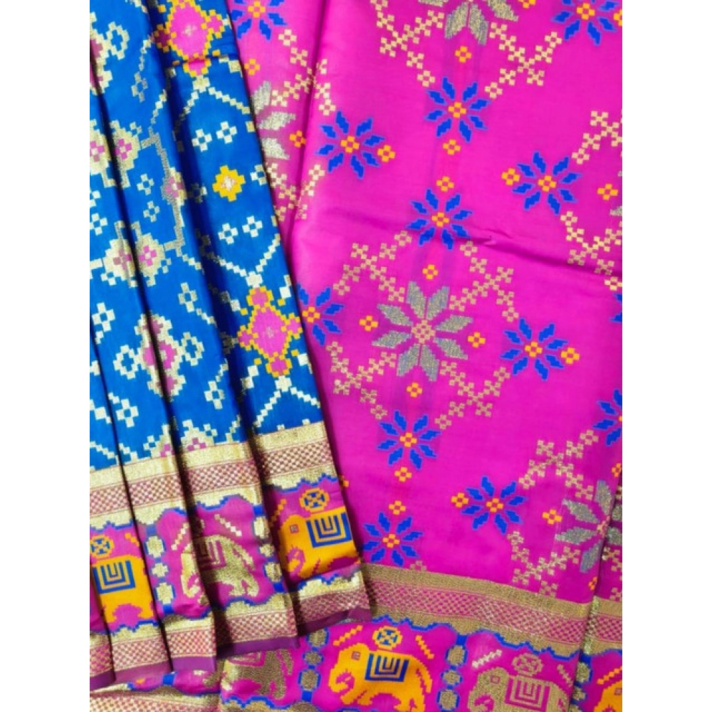 generic women's patola silk meena and zari woven saree with unstitched blouse 5.5mtr (pink) generic women's patola silk meena and zari woven saree with unstitched blouse 5.5mtr (pink)