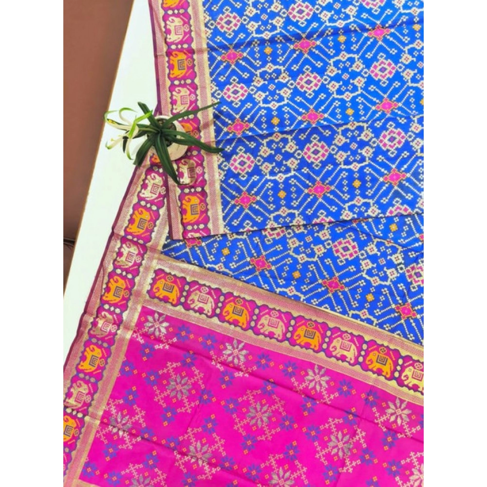 generic women's patola silk meena and zari woven saree with unstitched blouse 5.5mtr (pink) generic women's patola silk meena and zari woven saree with unstitched blouse 5.5mtr (pink)