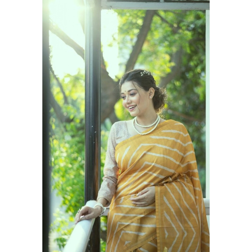 generic women's faux tussar silk geometric print saree with unstitched blouse 5.5mtr (mustard) generic women's faux tussar silk geometric print saree with unstitched blouse 5.5mtr (mustard)