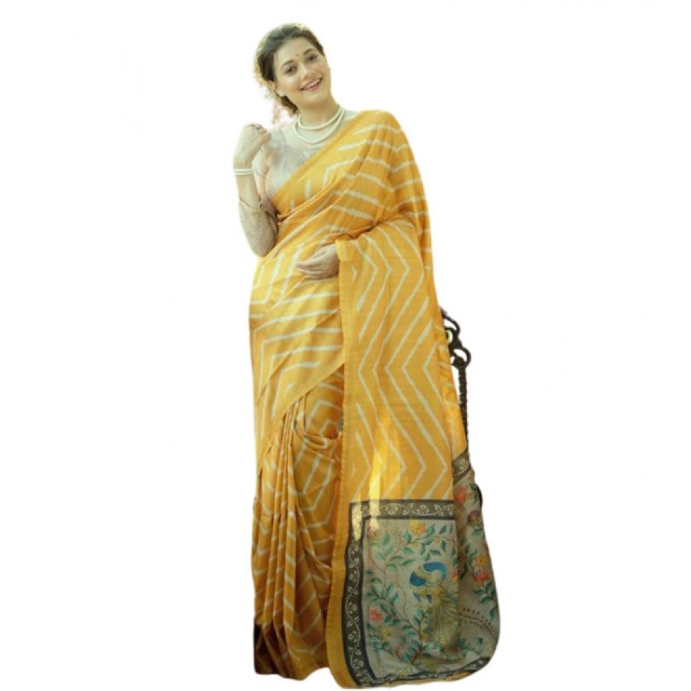 generic women's faux tussar silk geometric print saree with unstitched blouse 5.5mtr (mustard) generic women's faux tussar silk geometric print saree with unstitched blouse 5.5mtr (mustard)