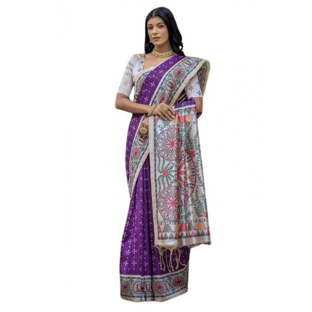 generic women's faux tussar geometric print saree with unstitched blouse 5.5mtr (purple) generic women's faux tussar geometric print saree with unstitched blouse 5.5mtr (purple)
