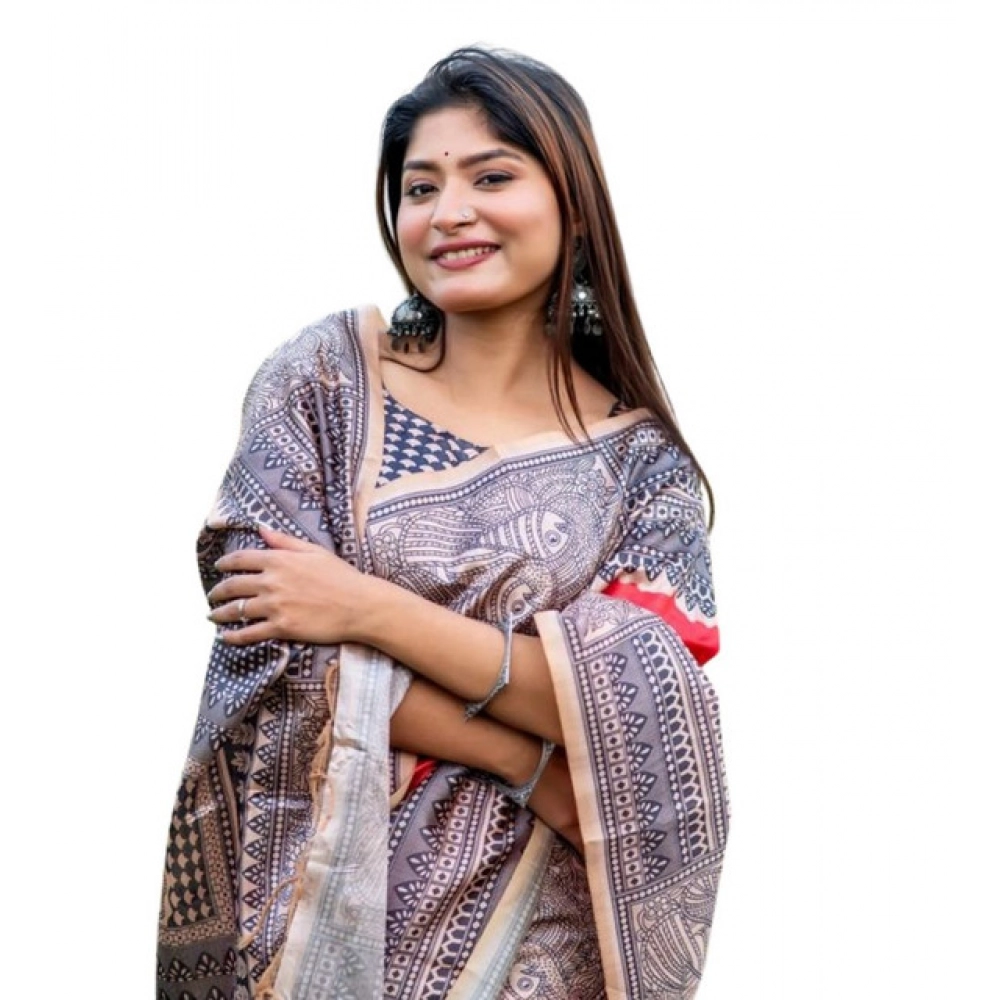 generic women's faux tussar geometric print saree with unstitched blouse 5.5mtr (orange) generic women's faux tussar geometric print saree with unstitched blouse 5.5mtr (orange)