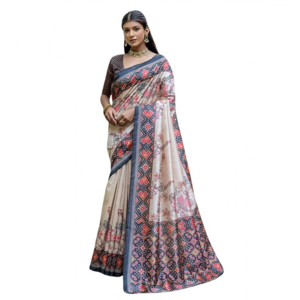 generic women's faux tussar floral jal with patola print saree with unstitched blouse 5.5mtr (black) generic women's faux tussar floral jal with patola print saree with unstitched blouse 5.5mtr (black)