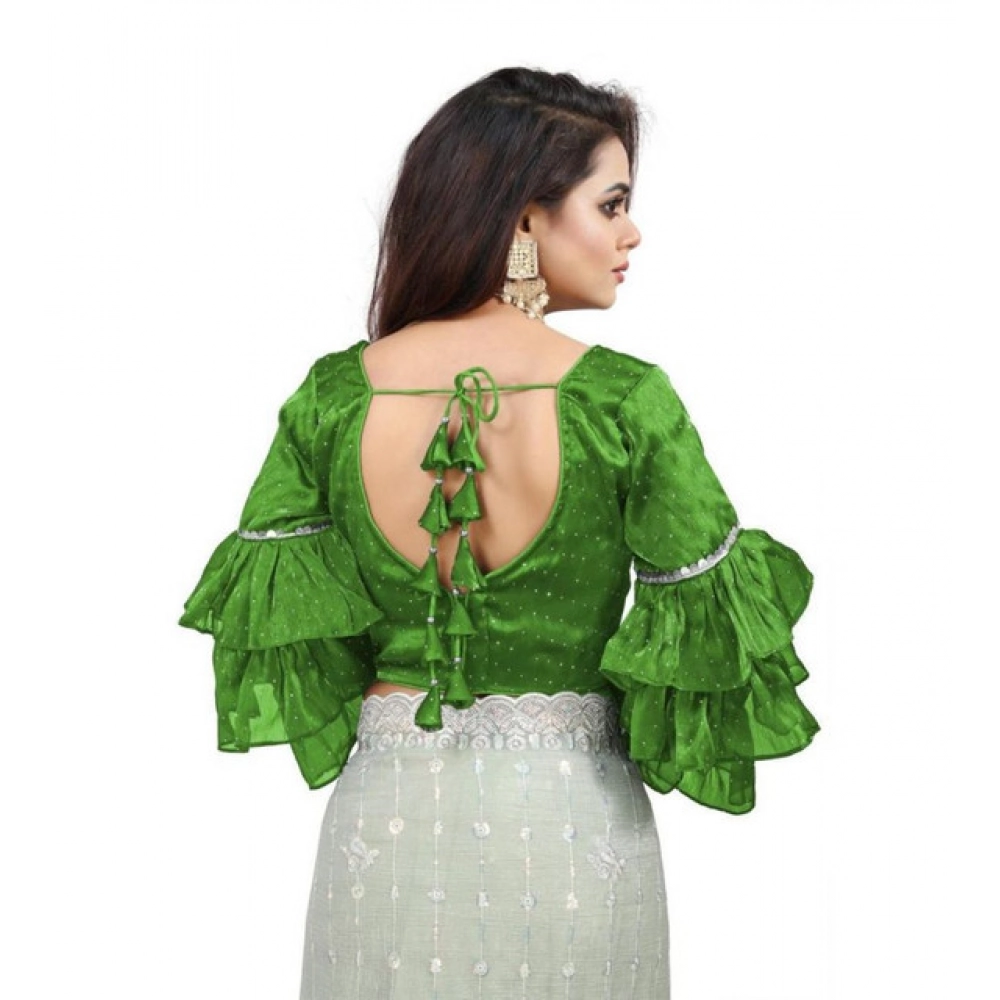 generic women's organza solid v neck layered ruffle sleeve readymade blouse (light green free size , up to 38–40 bust) pid65852 generic women's organza solid v neck layered ruffle sleeve readymade blouse (light green free size , up to 38–40 bust) pid65852
