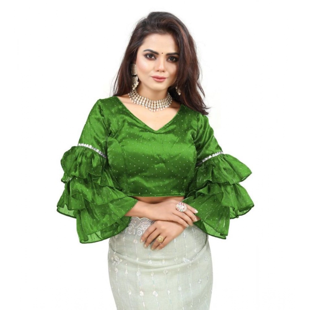 generic women's organza solid v neck layered ruffle sleeve readymade blouse (light green free size , up to 38–40 bust) pid65852 generic women's organza solid v neck layered ruffle sleeve readymade blouse (light green free size , up to 38–40 bust) pid65852
