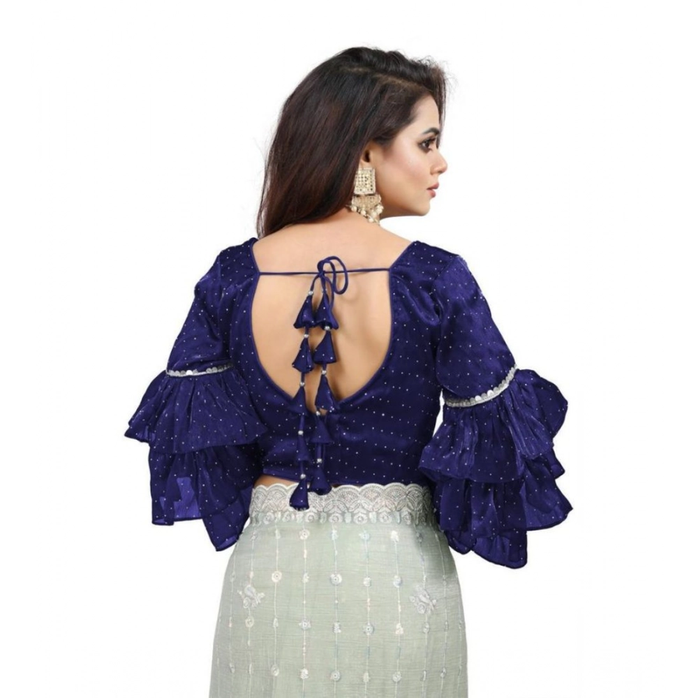 generic women's organza solid v neck layered ruffle sleeve readymade blouse (navy free size , up to 38–40 bust) pid65855 generic women's organza solid v neck layered ruffle sleeve readymade blouse (navy free size , up to 38–40 bust) pid65855