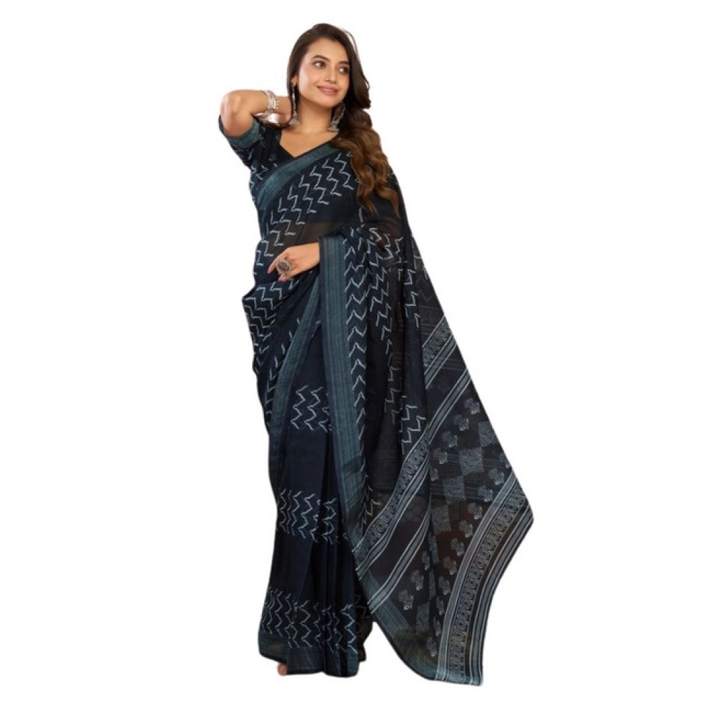 generic women's faux linen geometric print ready to wear saree with unstitched blouse 5.5mtr (black) generic women's faux linen geometric print ready to wear saree with unstitched blouse 5.5mtr (black)