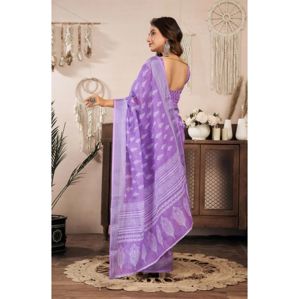 generic women's faux linen floral ready to wear saree with unstitched blouse 5.5mtr (lavender) generic women's faux linen floral ready to wear saree with unstitched blouse 5.5mtr (lavender)