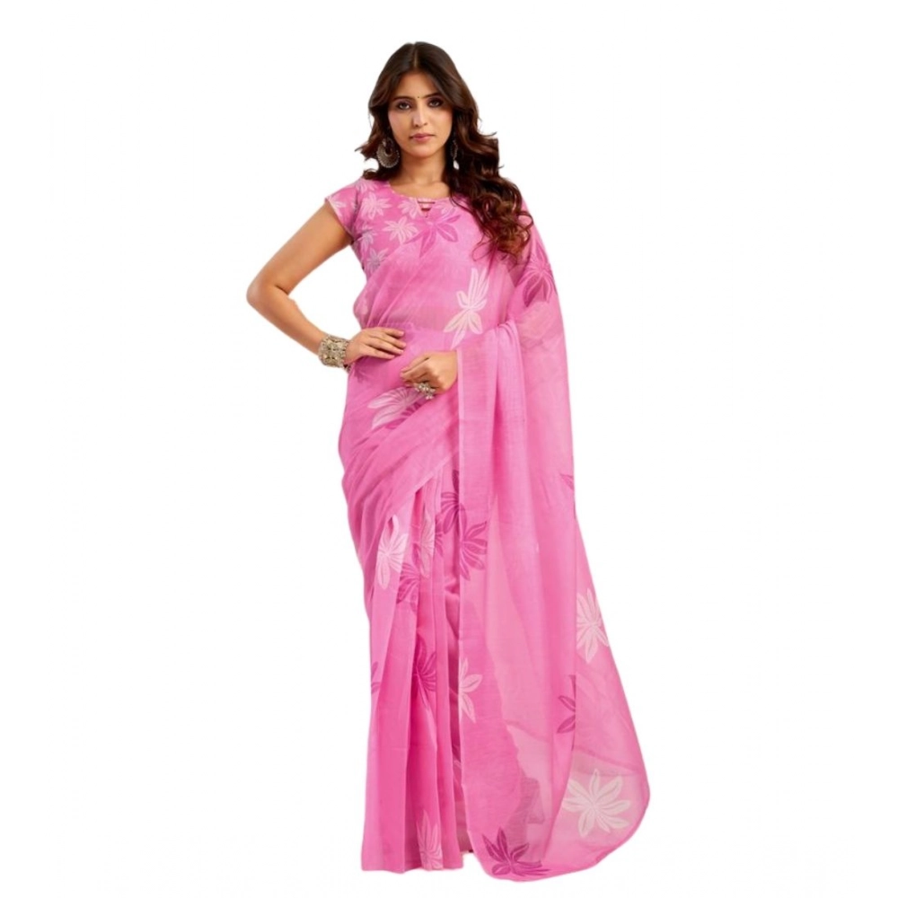 generic women's faux linen floral ready to wear saree with unstitched blouse 5.5mtr (light pink) generic women's faux linen floral ready to wear saree with unstitched blouse 5.5mtr (light pink)