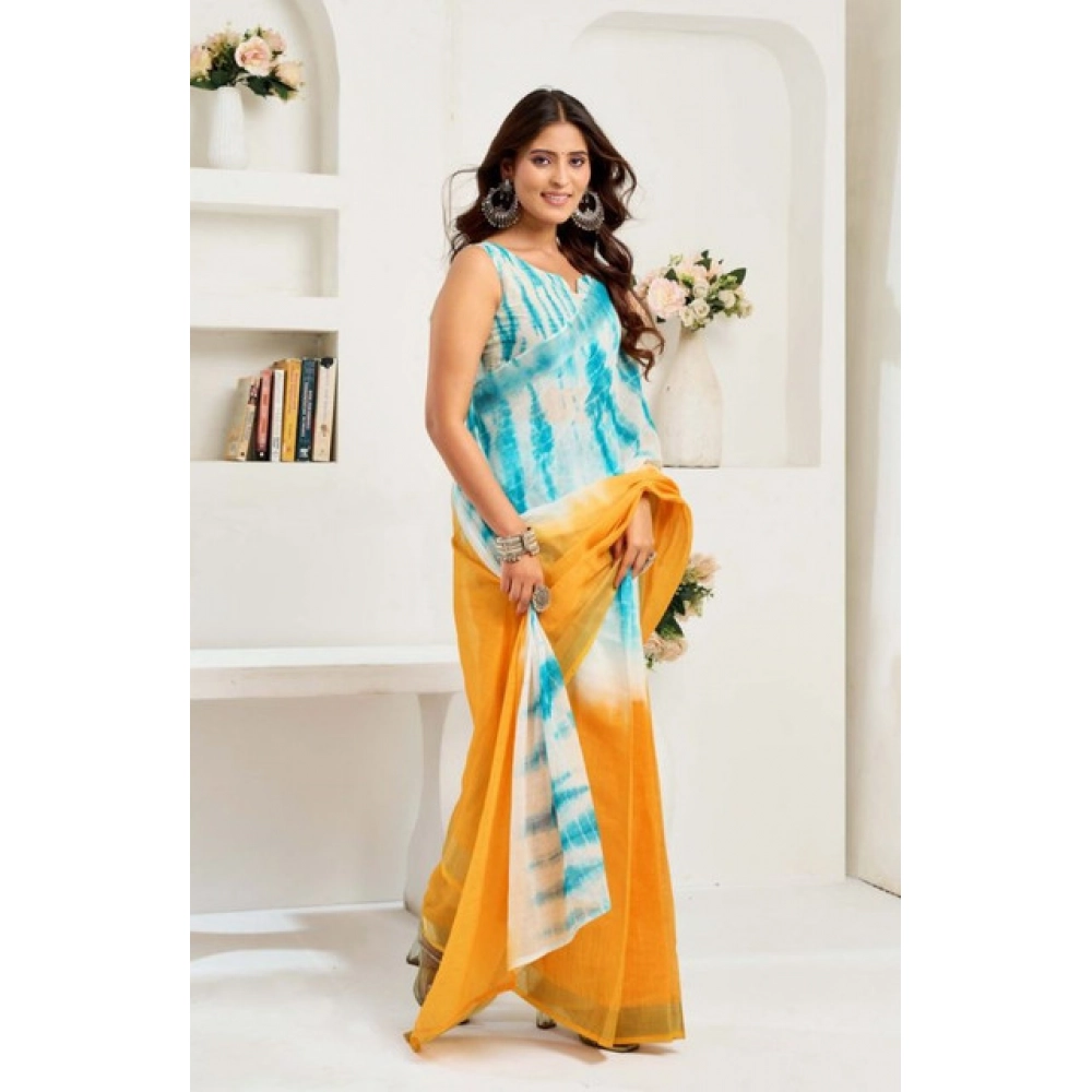 generic women's faux linen abstract print ready to wear saree with unstitched blouse 5.5mtr (multicolor) generic women's faux linen abstract print ready to wear saree with unstitched blouse 5.5mtr (multicolor)