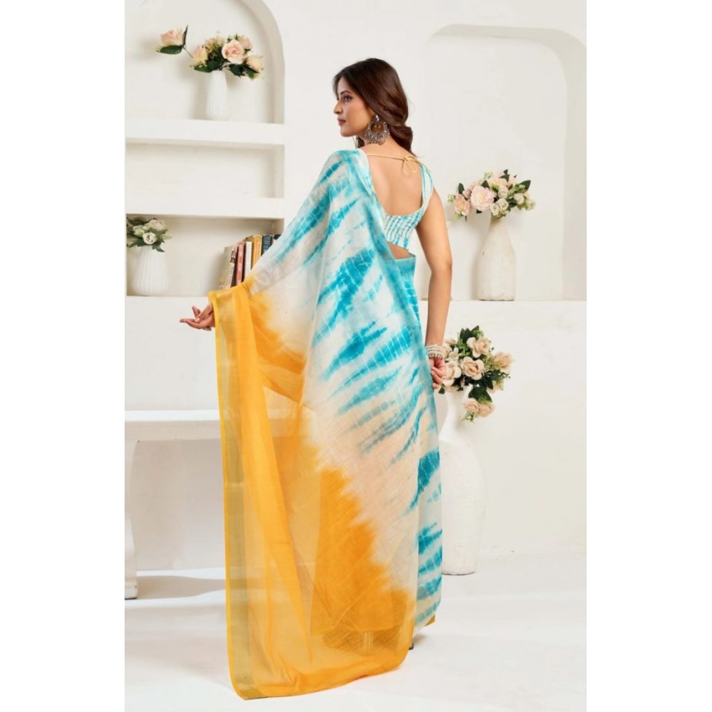 generic women's faux linen abstract print ready to wear saree with unstitched blouse 5.5mtr (multicolor) generic women's faux linen abstract print ready to wear saree with unstitched blouse 5.5mtr (multicolor)