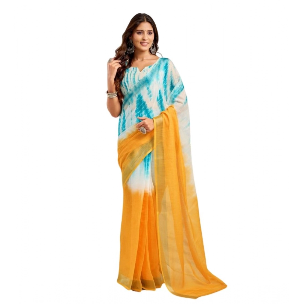 generic women's faux linen abstract print ready to wear saree with unstitched blouse 5.5mtr (multicolor) generic women's faux linen abstract print ready to wear saree with unstitched blouse 5.5mtr (multicolor)