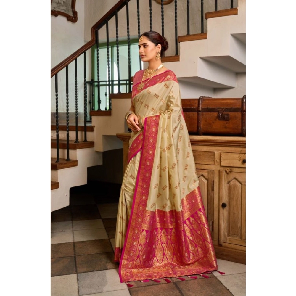 generic women's silk blend booti work ready to wear saree with unstitched blouse 5.5mtr (lightbeige) generic women's silk blend booti work ready to wear saree with unstitched blouse 5.5mtr (lightbeige)