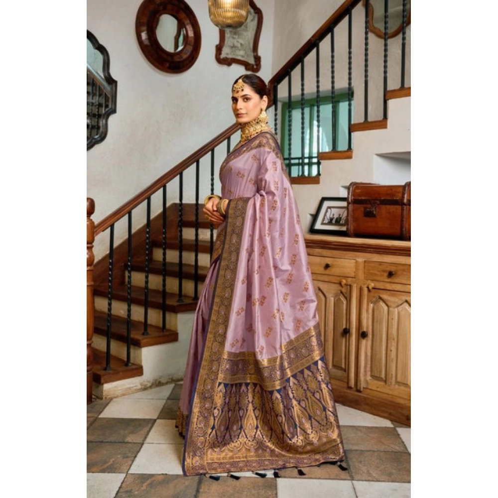 generic women's silk blend booti work ready to wear saree with unstitched blouse 5.5mtr (lavender) generic women's silk blend booti work ready to wear saree with unstitched blouse 5.5mtr (lavender)