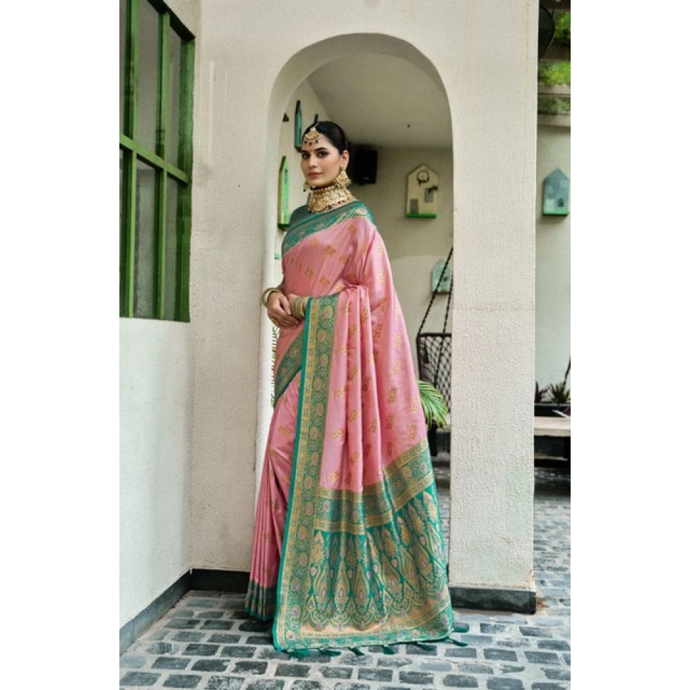 generic women's silk blend booti work ready to wear saree with unstitched blouse 5.5mtr (peach) generic women's silk blend booti work ready to wear saree with unstitched blouse 5.5mtr (peach)