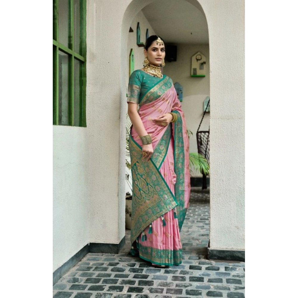 generic women's silk blend booti work ready to wear saree with unstitched blouse 5.5mtr (peach) generic women's silk blend booti work ready to wear saree with unstitched blouse 5.5mtr (peach)