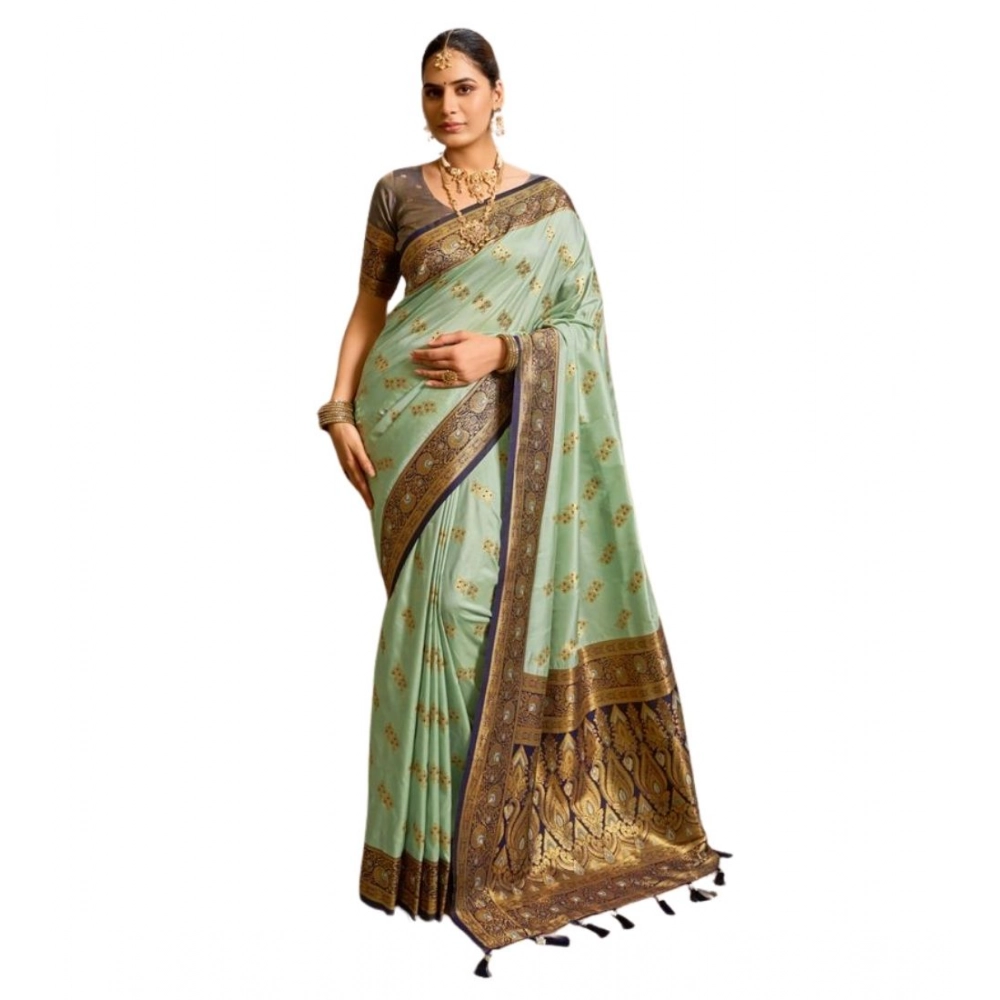 generic women's silk blend booti work ready to wear saree with unstitched blouse 5.5mtr (seagreen) generic women's silk blend booti work ready to wear saree with unstitched blouse 5.5mtr (seagreen)