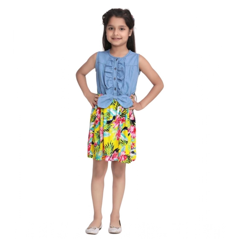 generic girl's denim floral sleeveless dress (blue yellow) generic girl's denim floral sleeveless dress (blue yellow)