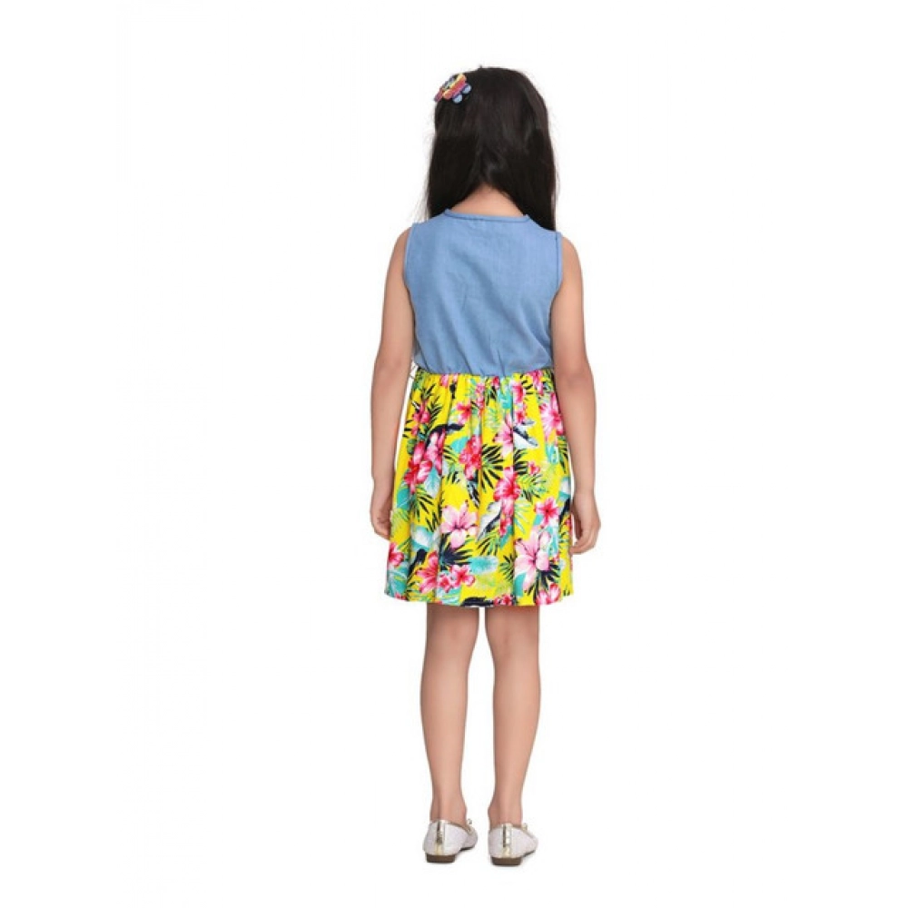 generic girl's denim floral sleeveless dress (blue yellow) generic girl's denim floral sleeveless dress (blue yellow)