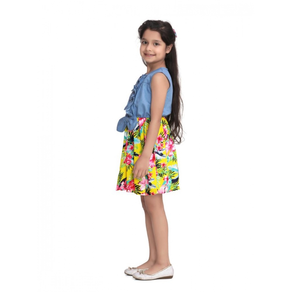 generic girl's denim floral sleeveless dress (blue yellow) generic girl's denim floral sleeveless dress (blue yellow)