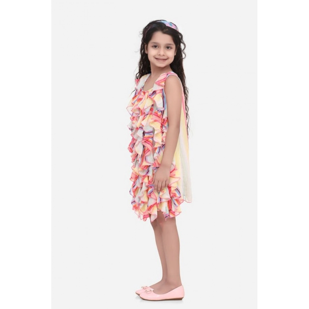 generic girl's chiffon ruffled sleeveless dress (multicolor) generic girl's chiffon ruffled sleeveless dress (multicolor)