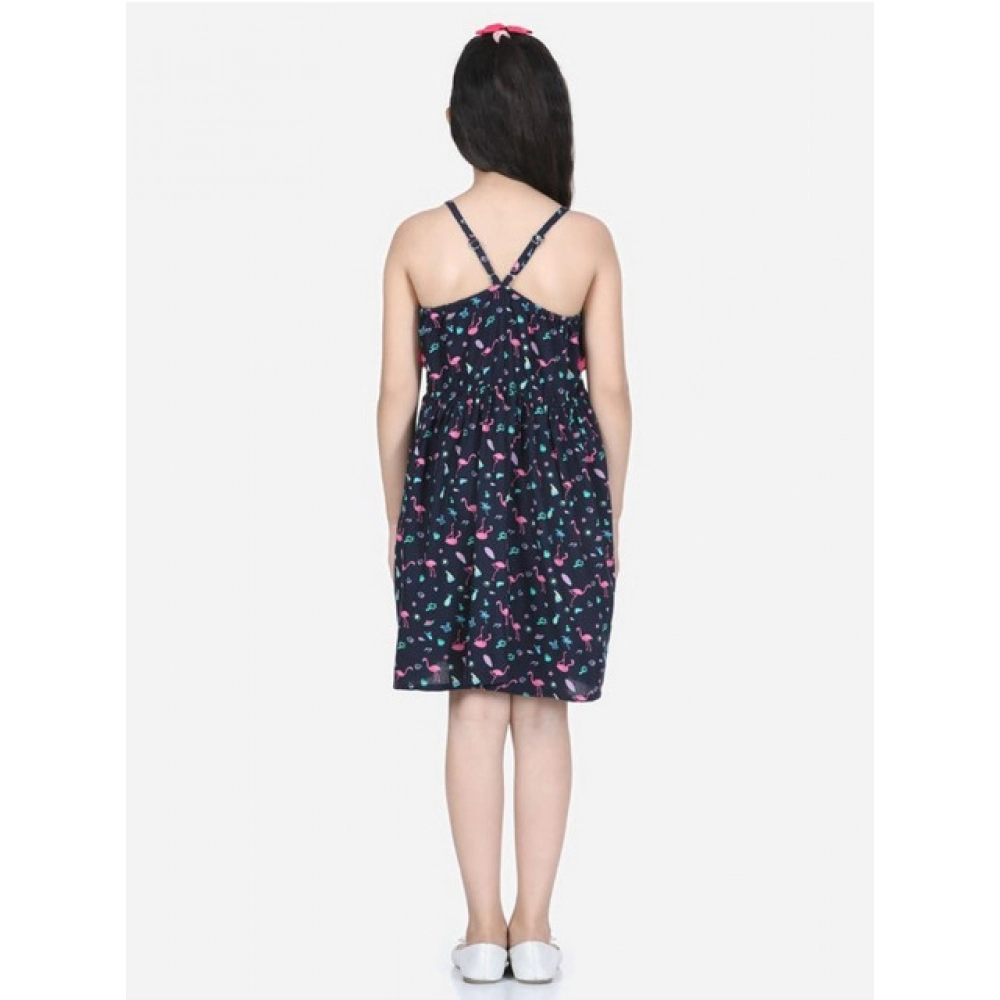 generic girl's rayon flamingo print sleeveless dress (black) generic girl's rayon flamingo print sleeveless dress (black)