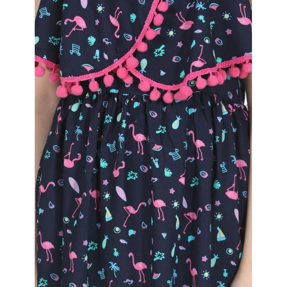 generic girl's rayon flamingo print sleeveless dress (black) generic girl's rayon flamingo print sleeveless dress (black)